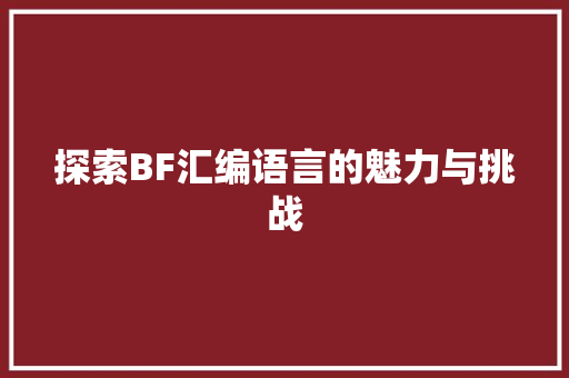 探索BF汇编语言的魅力与挑战 必应SEO