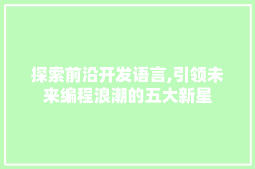 探索前沿开发语言,引领未来编程浪潮的五大新星 搜狗SEO