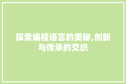 探索编程语言的奥秘,创新与传承的交织 百度SEO