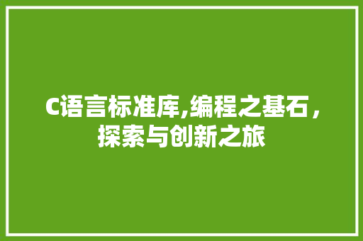 C语言标准库,编程之基石，探索与创新之旅 神马SEO