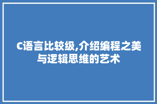 C语言比较级,介绍编程之美与逻辑思维的艺术 必应SEO