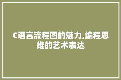 C语言流程图的魅力,编程思维的艺术表达 百度SEO