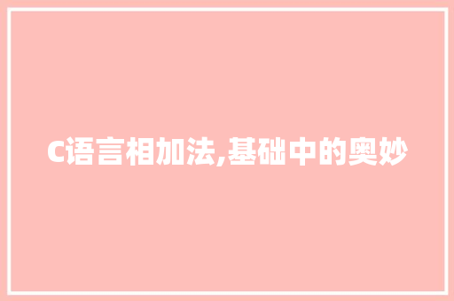 C语言相加法,基础中的奥妙 百度SEO