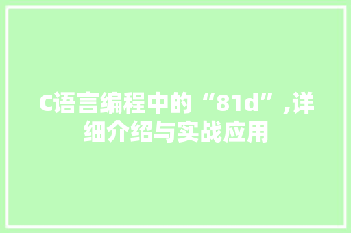 C语言编程中的“81d”,详细介绍与实战应用 神马SEO
