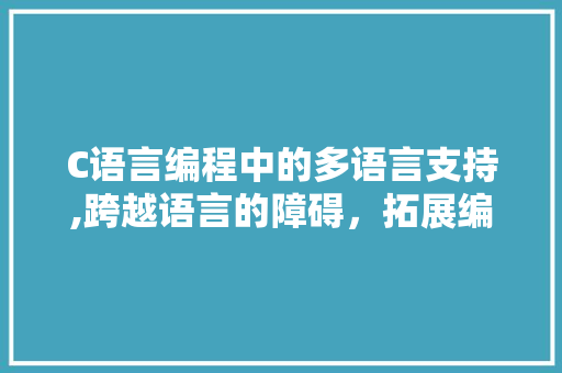C语言编程中的多语言支持,跨越语言的障碍，拓展编程视野 必应SEO