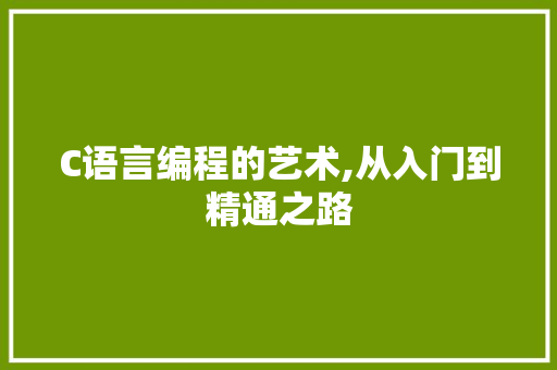 C语言编程的艺术,从入门到精通之路 必应SEO