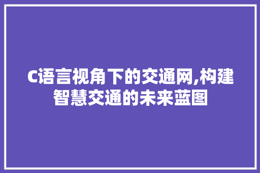 C语言视角下的交通网,构建智慧交通的未来蓝图 搜狗SEO
