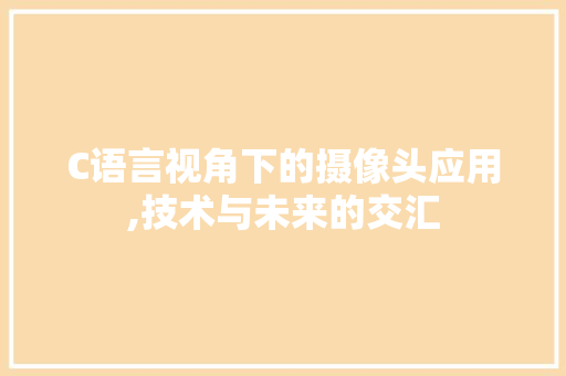 C语言视角下的摄像头应用,技术与未来的交汇 搜狗SEO