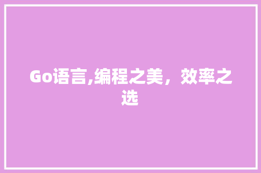 Go语言,编程之美，效率之选 百度SEO