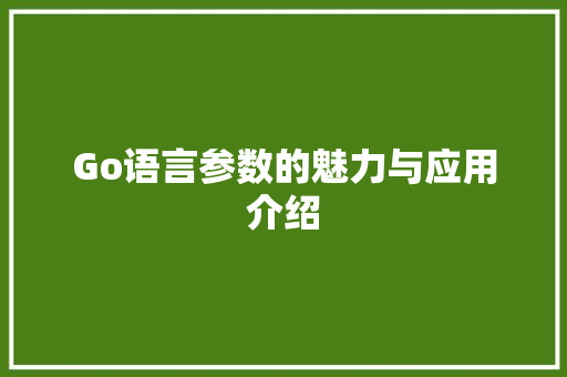 Go语言参数的魅力与应用介绍 百度SEO