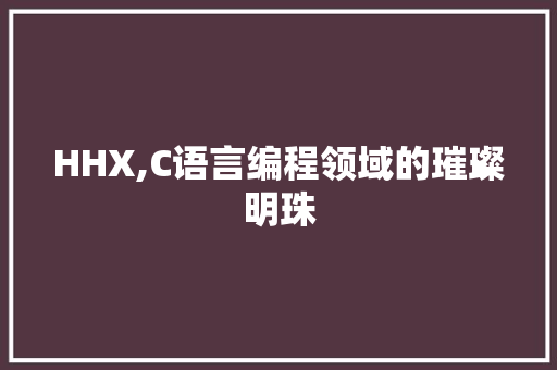 HHX,C语言编程领域的璀璨明珠 必应SEO