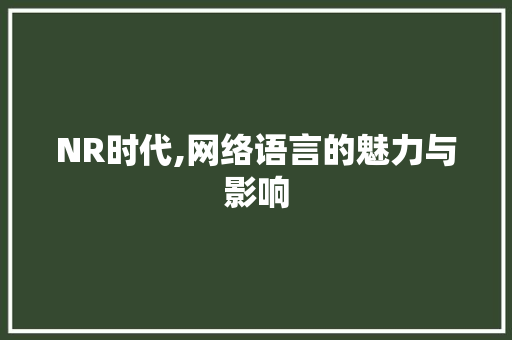 NR时代,网络语言的魅力与影响 GoogleSEO
