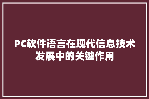 PC软件语言在现代信息技术发展中的关键作用 百度SEO