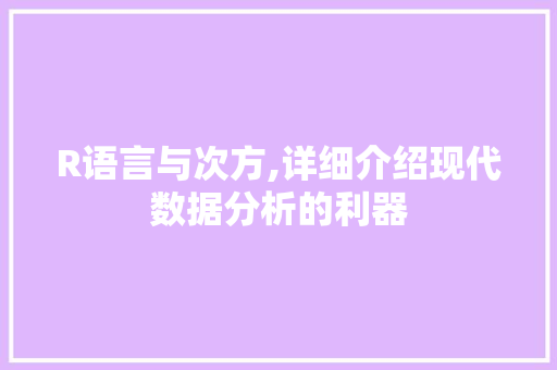 R语言与次方,详细介绍现代数据分析的利器 GoogleSEO