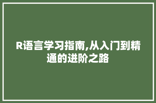 R语言学习指南,从入门到精通的进阶之路 神马SEO