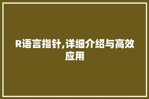 R语言指针,详细介绍与高效应用