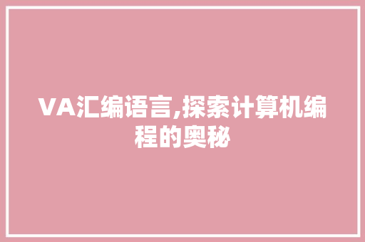 VA汇编语言,探索计算机编程的奥秘