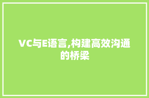 VC与E语言,构建高效沟通的桥梁 神马SEO