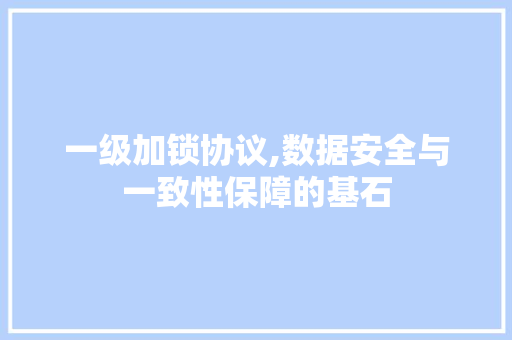 一级加锁协议,数据安全与一致性保障的基石 必应SEO
