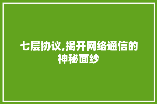 七层协议,揭开网络通信的神秘面纱 神马SEO