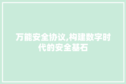 万能安全协议,构建数字时代的安全基石