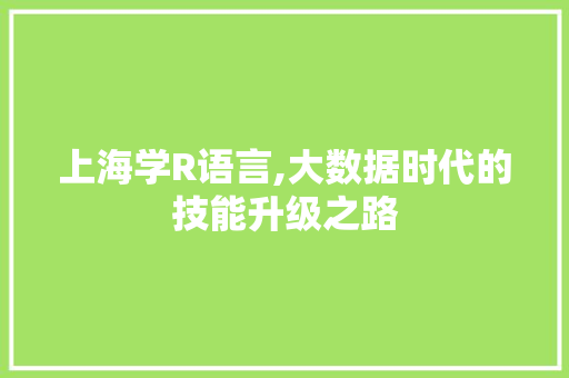 上海学R语言,大数据时代的技能升级之路 神马SEO