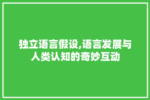 独立语言假设,语言发展与人类认知的奇妙互动 GoogleSEO