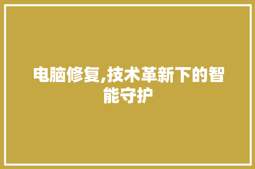 电脑修复,技术革新下的智能守护