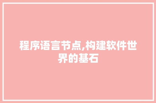 程序语言节点,构建软件世界的基石