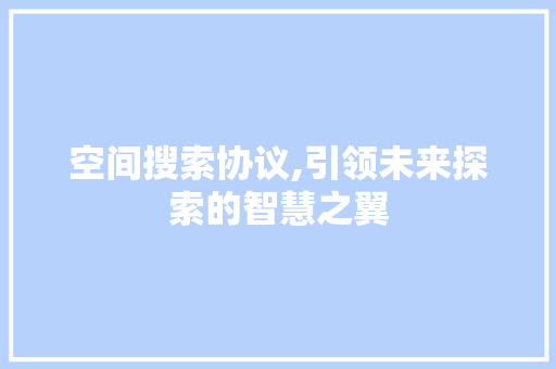 空间搜索协议,引领未来探索的智慧之翼 神马SEO