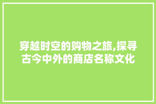穿越时空的购物之旅,探寻古今中外的商店名称文化 搜狗SEO