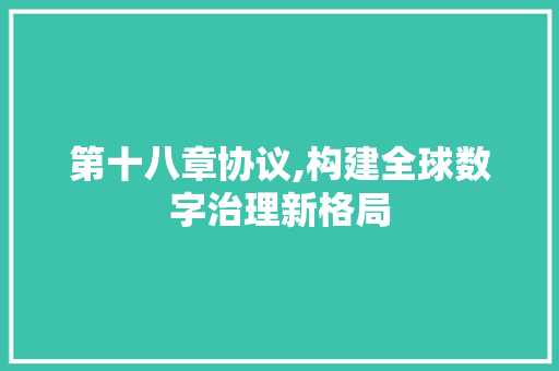 第十八章协议,构建全球数字治理新格局 神马SEO