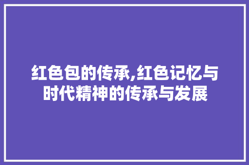 红色包的传承,红色记忆与时代精神的传承与发展
