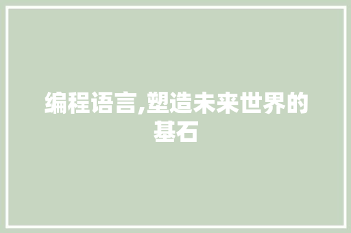 编程语言,塑造未来世界的基石 搜狗SEO