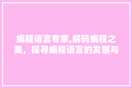编程语言专家,解码编程之美，探寻编程语言的发展与创新 必应SEO
