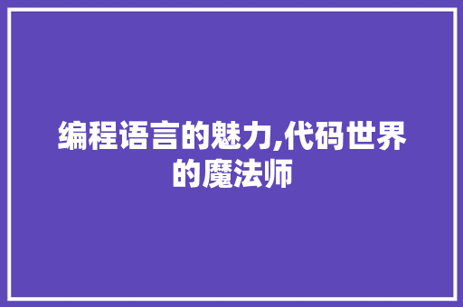 编程语言的魅力,代码世界的魔法师