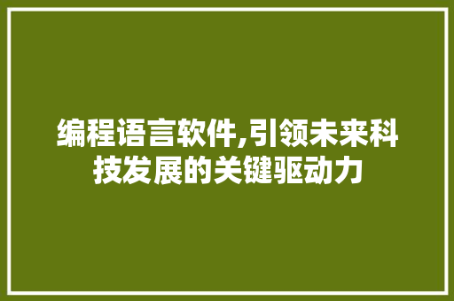 编程语言软件,引领未来科技发展的关键驱动力 百度SEO
