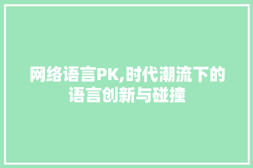 网络语言PK,时代潮流下的语言创新与碰撞 必应SEO