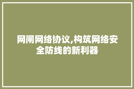 网闸网络协议,构筑网络安全防线的新利器 百度SEO