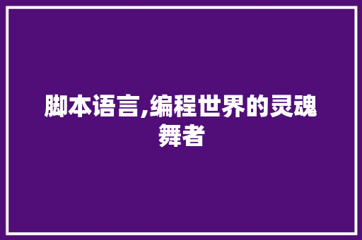 脚本语言,编程世界的灵魂舞者
