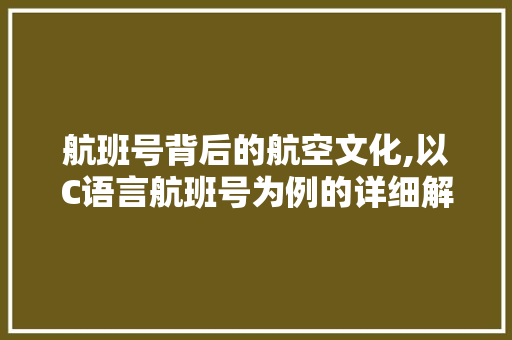 航班号背后的航空文化,以C语言航班号为例的详细解读 必应SEO