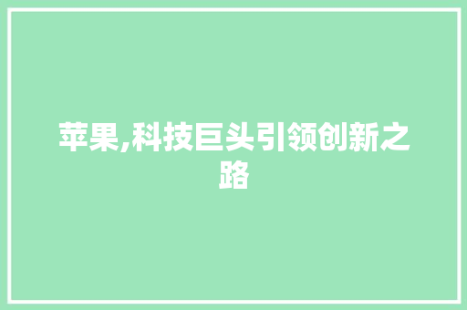 苹果,科技巨头引领创新之路