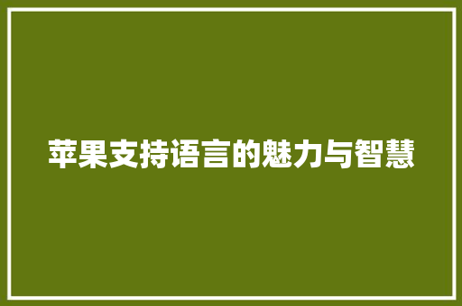 苹果支持语言的魅力与智慧 搜狗SEO