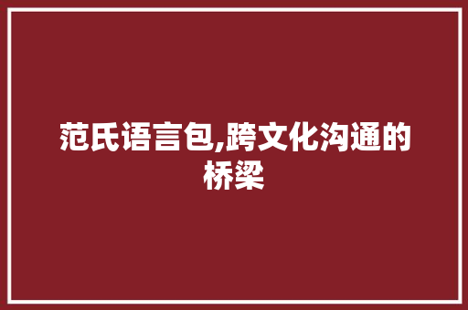 范氏语言包,跨文化沟通的桥梁 GoogleSEO