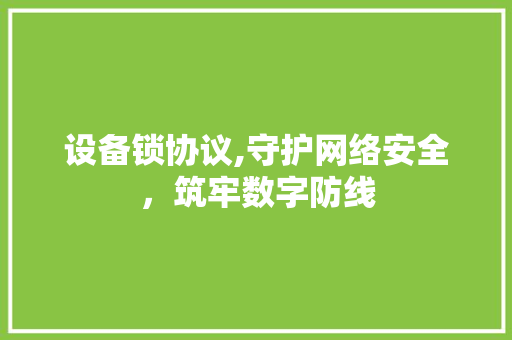 设备锁协议,守护网络安全，筑牢数字防线 百度SEO