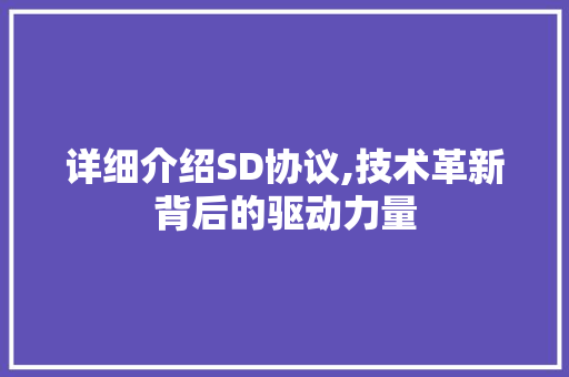详细介绍SD协议,技术革新背后的驱动力量 神马SEO