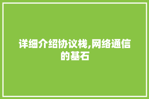 详细介绍协议栈,网络通信的基石