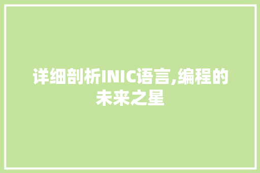 详细剖析INIC语言,编程的未来之星 神马SEO