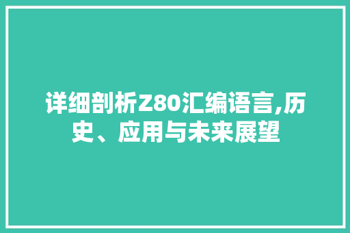 详细剖析Z80汇编语言,历史、应用与未来展望