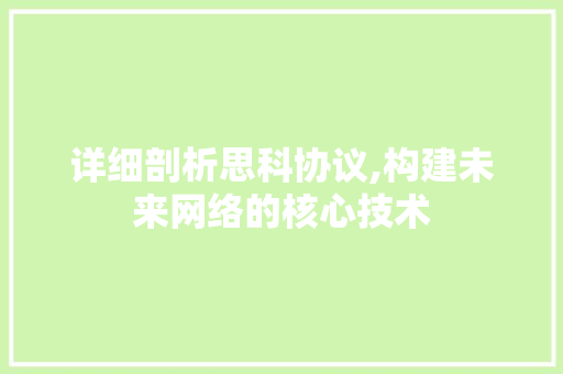 详细剖析思科协议,构建未来网络的核心技术 神马SEO